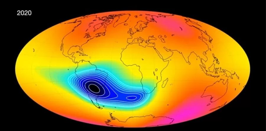 Campo magnético na América do Sul
Imagem: Divulgação/Agência Espacial Europeia…